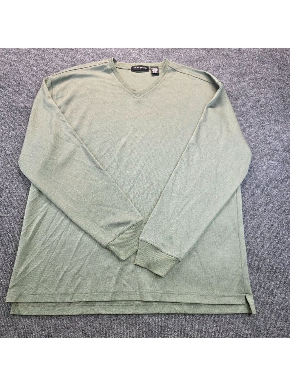 Jhane Barnes Mens V Neck Silk Sweater XL Green Pullover Preppy Layering Career